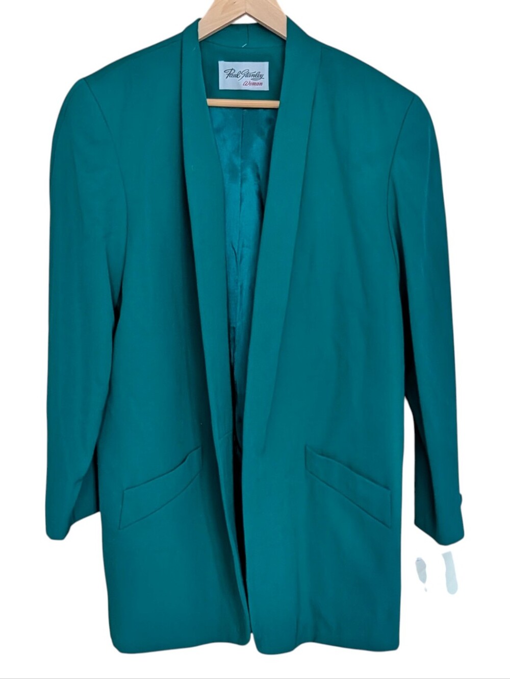 NOS Paul Stanley Kelly Green Open-Front Blazer 16W Designer 80s Corpcore